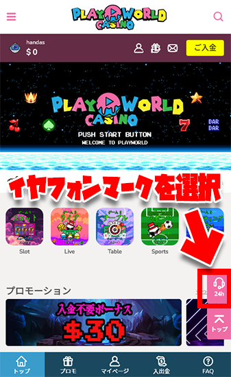 playworld問い合わせ方法